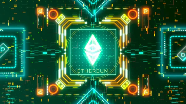 Ethereum cryptogeld teken op de digitale achtergrond. Financieel thema — Stockfoto