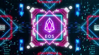Dijital arkaplanda EOS şifreli para birimi işareti var. Finansal tema