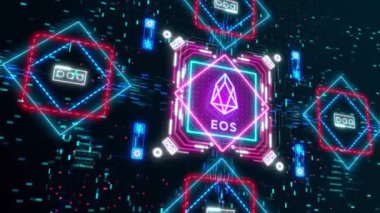 Madencilik EOS şifreli para birimi. Finans ve iş teması videosu.