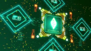 Eter madenciliği kripto para birimi. Finansal ve yüksek teknoloji teması