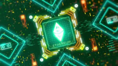 Ethereum Sanal Makine sembolü animasyonu. Finansal ve iş teması