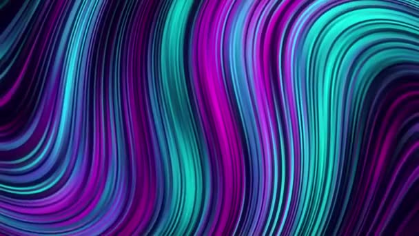 Looping-Animation. Abstrakter farbenfroher welliger Hintergrund in leuchtenden Regenbogenfarben. Moderne bunte Tapeten. 3D-Darstellung. — Stockvideo