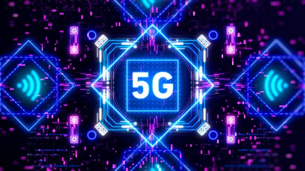 Символ мобильной сети 5g на футуристическом фоне. Знак интернет-технологии — стоковое фото