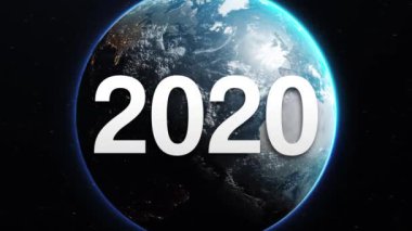 Dünya gezegeninde 2020 yıl. Küresel krizin sembolü. Döngü videosu