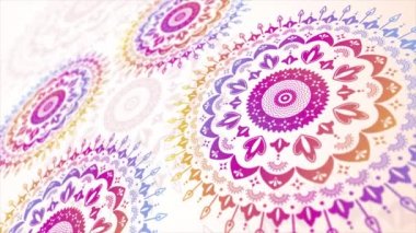 Soyut çiçekli mandala ile etnik köken arkaplan animasyonu. Döngü