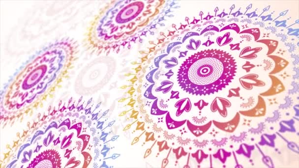 Animación de fondo de ornamento folclórico étnico con mandala floral abstracta. Bucle — Vídeos de Stock