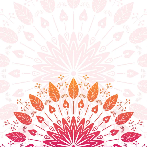 Banner de mandala floral. Ilustración de flores de color naranja a rojo degradado . — Vector de stock