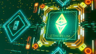 Eter madenciliği kripto para birimi. Finansal ve yüksek teknoloji teması