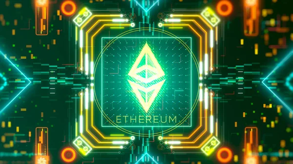 Ethereum Sanal Makine sembolü animasyonu. Finansal ve iş teması
