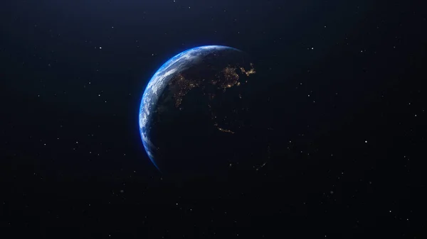 Yıldızlar arasındaki Dünya gezegenine yakından bak. Astrofizik teması 3d oluşturma