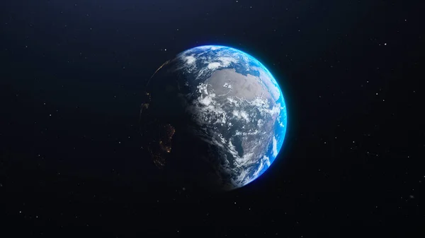 Dünya mavisi gezegen uzayda. Bilim, astronomi ve iş dünyası için 3D illüstrasyon.