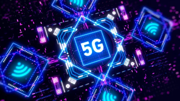 5G мобильный интернет. Концепция неонового интерфейса . — стоковое фото