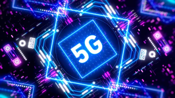 Сеть 5G для мобильного интернета. Концепция неонового интерфейса . — стоковое фото