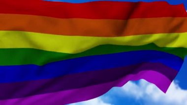 LGBT gurur bayrağı ya da gökyüzünde rüzgarda sallanan gay gurur bayrağı. döngü