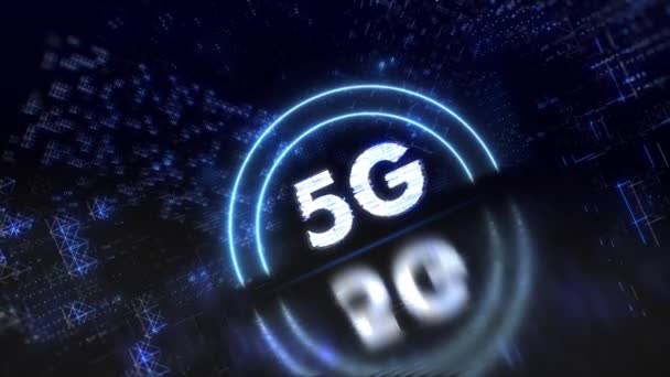 5 g symbol för cellulära nätverk teknik. Internet tech bakgrund 4k animation — Stockvideo