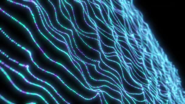 Glowing wavy strands. Abstract background animation. Science and technology — Stock Video