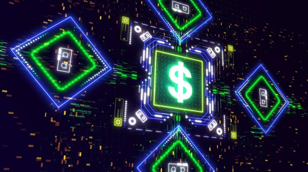 Siber arka plandaki dolar döviz tabelası. Birleşik Devletler sembolü.