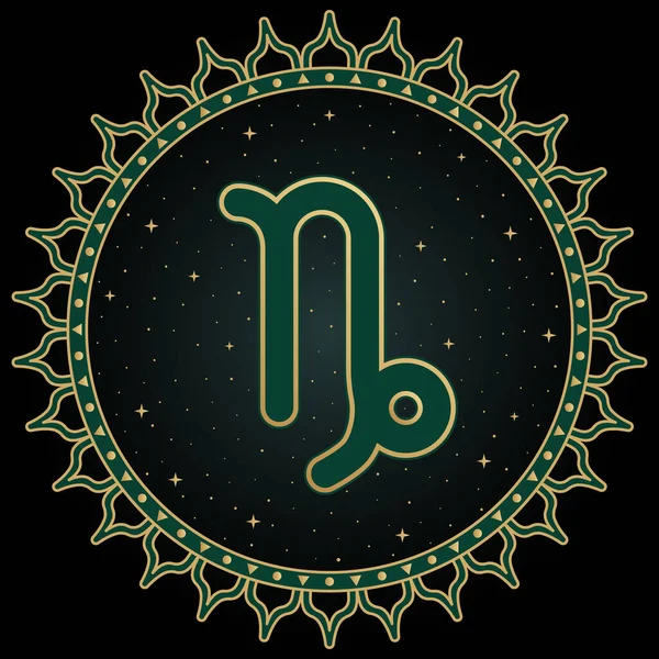 Signo do zodíaco do capricórnio, símbolo astrológico, horóscopo. etnia — Vetor de Stock