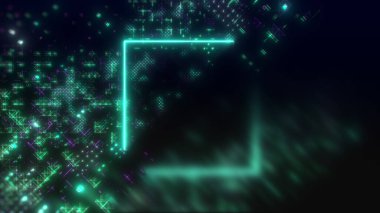 Fütürist arayüz dijital arkaplan. Yüksek teknoloji çizimi. Neon Hud