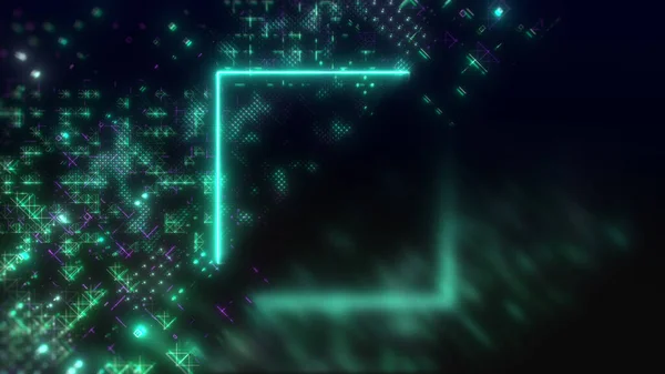 Fütürist arayüz dijital arkaplan. Yüksek teknoloji çizimi. Neon Hud