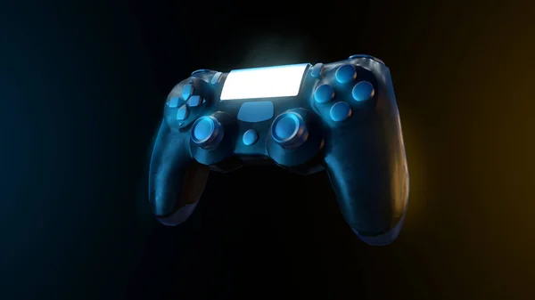 Konsolen-Gaming-Controller 3D-Rendering. Retro Gamepad auf schwarzem Hintergrund — Stockfoto