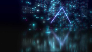 Fütürist neon arka plan animasyonu. Dijital arayüz arkaplanı. Döngü hareketi