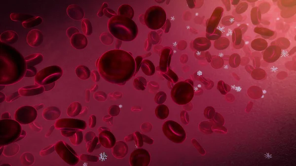 Red Blood Cells Flowing Through Vein. Erythrocytes and leukocytes. Health theme