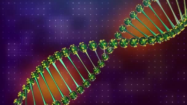 Спиральная болезнь и болезнь ДНК спирали. Светящийся зеленый. наука и здоровье 3D видео — стоковое видео