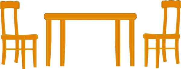 Tisch Und Zwei Stühle Aus Holz — Stockvektor