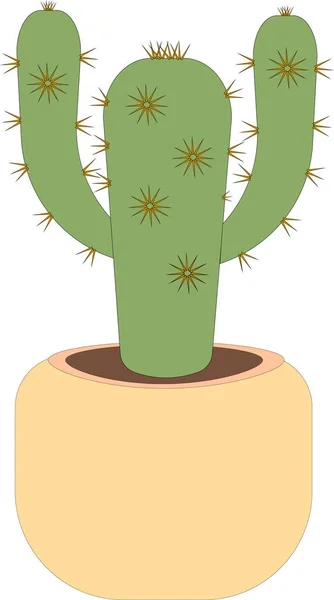 Cactus Espinoso Vector Pote Amarillo — Vector de stock