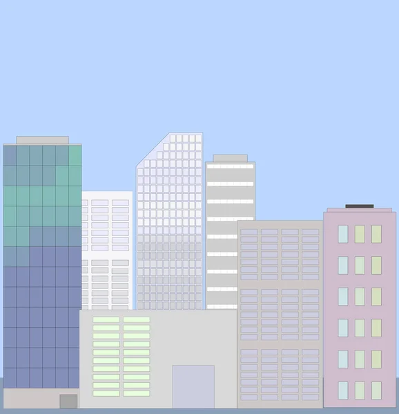 Gran Ciudad Rascacielos Paisaje Urbano Vector — Vector de stock