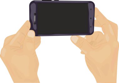 Havalı akıllı telefon vektörü tutan eller