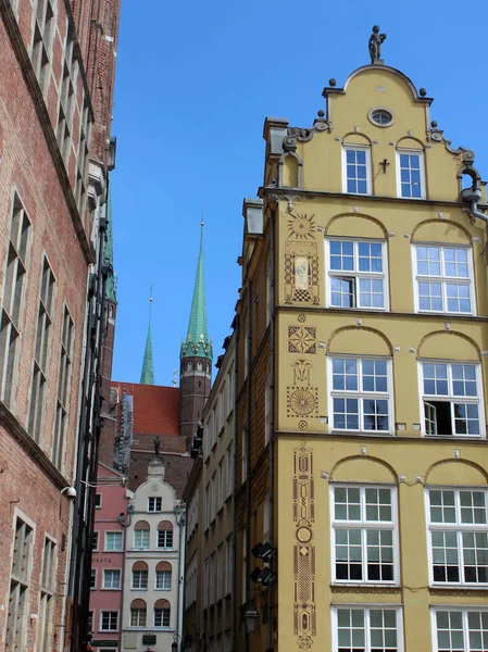 Blick Auf Die Danziger Altstadt Bunte Straßen Einer Wunderschönen Stadt — Stockfoto