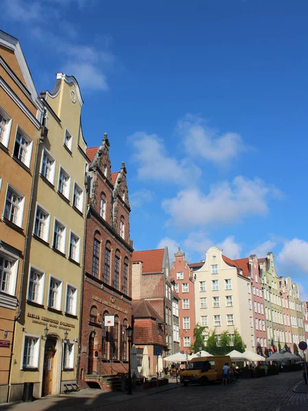 Blick Auf Die Danziger Altstadt Bunte Straßen Einer Wunderschönen Stadt — Stockfoto