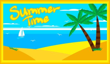 Yaza ilham veren el yazısı - Yaz zamanı, plajlı deniz ve tropik ağaçlar