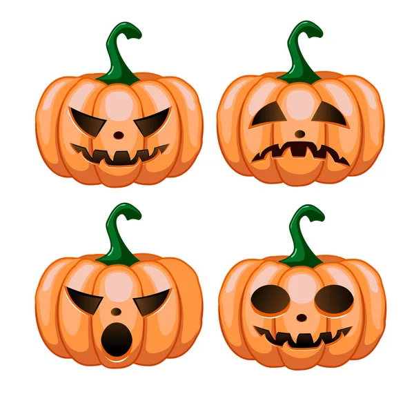 Joyeux Halloween. Citrouille d'Halloween. Des émotions de citrouille pour Halloween. Éléments pour décorer les vacances . — Image vectorielle