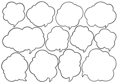 Elle çizilmiş arkaplan çizilmiş şirin konuşma baloncuğu kümesi 