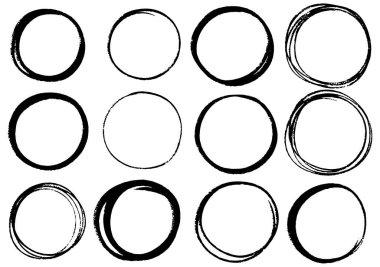 Elle çizilmiş daire çizgileri. Karalama dairesel logo tasarımı izole ögeler.