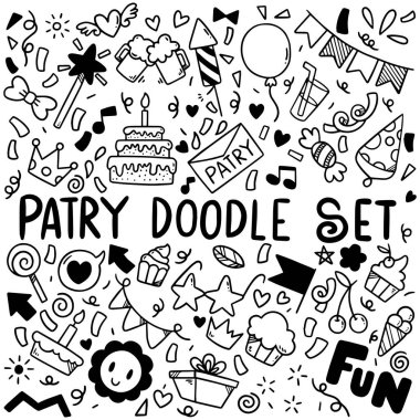 El çizimi parti karalaması Mutlu yıllar Süslemeler arka plan deseni Vektör illüstrasyonu soyut arkaplan izole