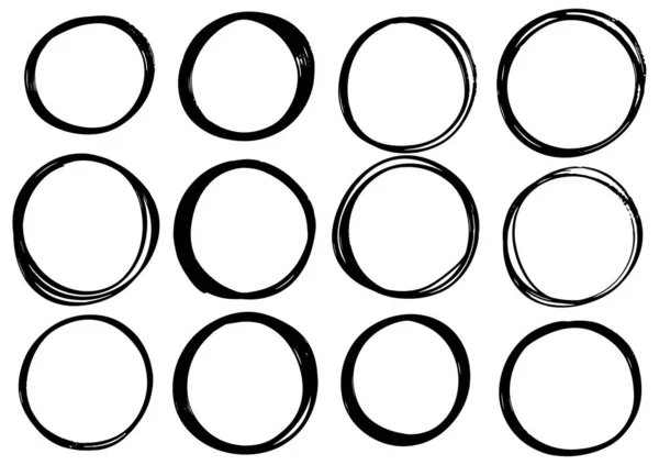 Handgezeichnete Kritzelkreis Linien Doodle Kreisförmige Logo Design Skizze Isolierte Elemente — Stockvektor