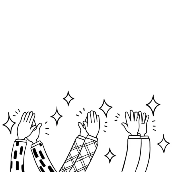 Les Mains Humaines Applaudissent Ovation Style Doodle Dessiné Main — Image vectorielle