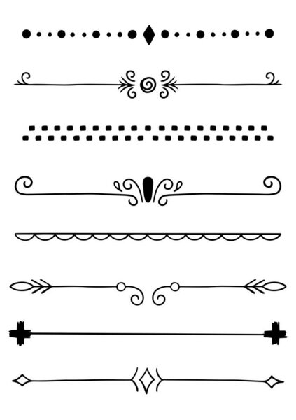 Hand Drawn Doodle line Dividers Borders set design elements