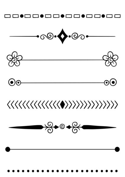 Hand Drawn Doodle line Dividers Borders set design elements