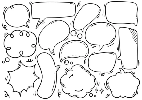 Fond Dessiné Main Ensemble Bulle Discours Mignon Dans Style Doodle — Image vectorielle