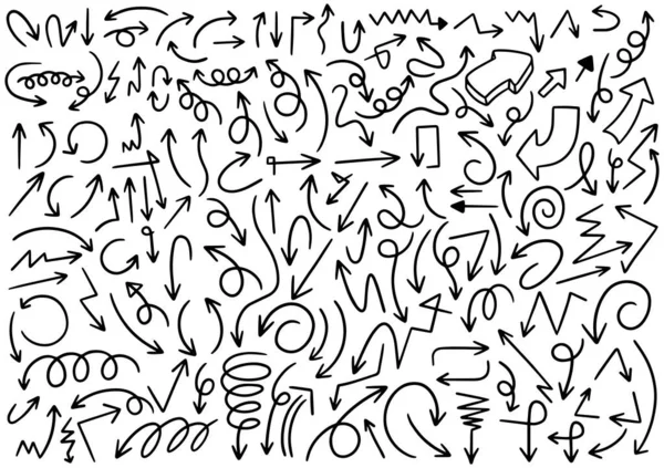 Éléments Conception Doodle Dessinés Main Flèches Cadres Bordures Icônes Symboles — Image vectorielle