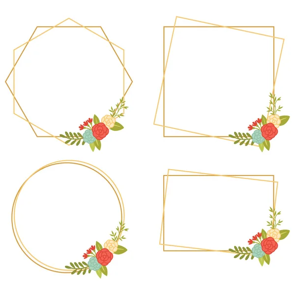 Vintage Wedding Geometrische Blumenrahmen Kollektionen — Stockvektor