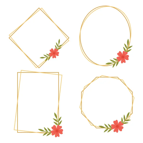 Vintage Bruiloft Geometrische Bloemen Frames Collecties — Stockvector