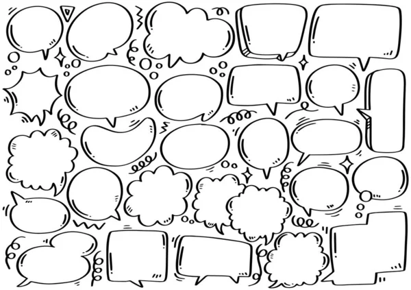 Mão Desenhado Fundo Conjunto Bolha Fala Bonito Estilo Doodle —  Vetores de Stock