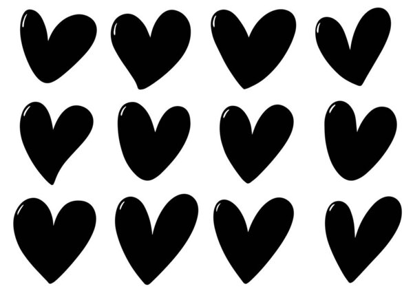 Сборник рукописных червей сердца изолированы на белом фоне
