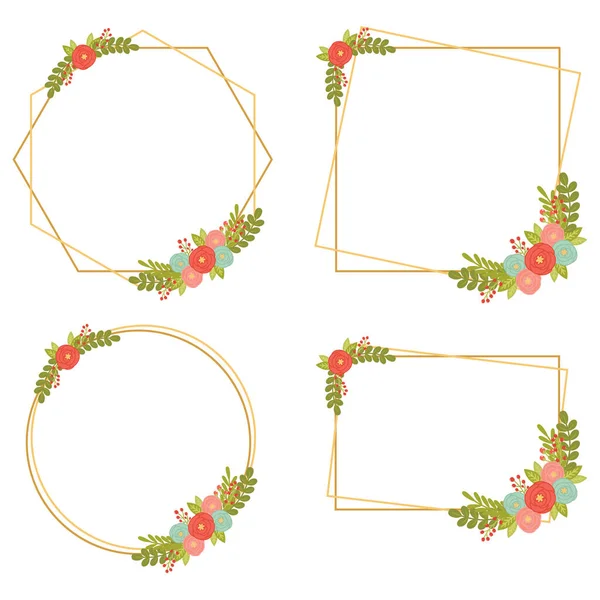 Вінтажні Весільні Геометричні Квіткові Рамки Колекції — стоковий вектор